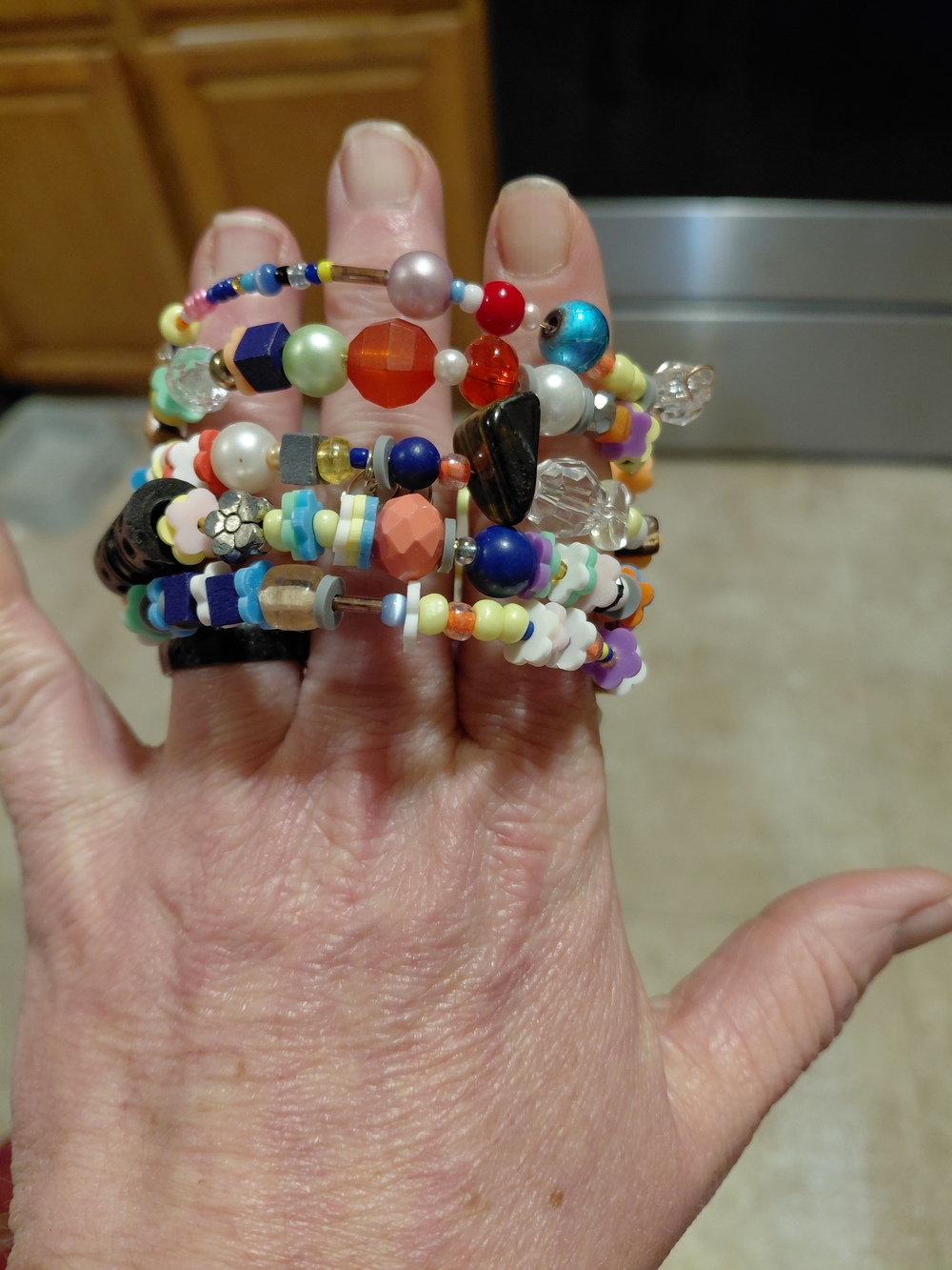 Assorted Color Multi-Bead Stretch Bracelet Set - Colorful Blend